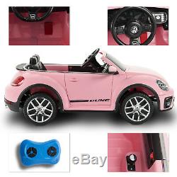 12V Kids Ride on Cars Beetle Electric Double-Drive with Remote Control MP3 Pink