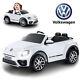 12v Kids Ride On Cars Beetle Electric Double-drive With Remote Control Mp3 White