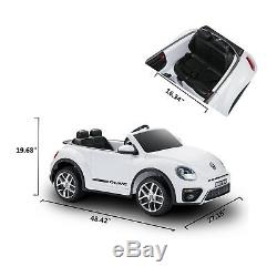 12V Kids Ride on Cars Beetle Electric Double-Drive with Remote Control MP3 White