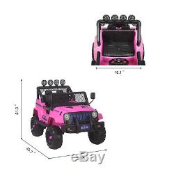 12V Kids Ride on Toy Car Jeep Wrangler Electric Battery with Remote Control Pink