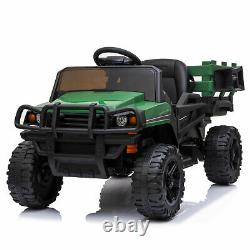 12V Kids Ride on Truck Battery Powered Toy Tractor withTrailer and Remote Control