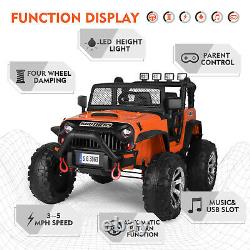 12V Kids Ride on Truck Car Electric Jeep Toy Spring Suspension MP3 LED RC Orange