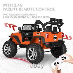 12V Kids Ride on Truck Car Electric Jeep Toy Spring Suspension MP3 LED RC Orange