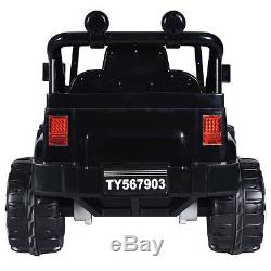 12V Kids Ride on Truck Jeep Car RC Remote Control with LED Lights Music MP3 Black