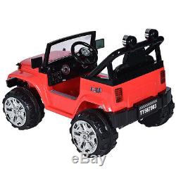 12V Kids Ride on Truck Jeep Car RC Remote Control with LED Lights Music MP3 Red