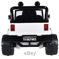 12V Kids Ride on Truck Jeep Car RC Remote Control with LED Lights Music MP3 White