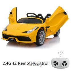 12V Luxury Kids Ride on Super Sports Car Electric Battery Remote Control Yellow
