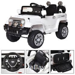 12V MP3 Battery Jeep Car Truck Remote Kids Ride With LED Lights White