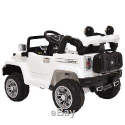 12V MP3 Battery Jeep Car Truck Remote Kids Ride With LED Lights White