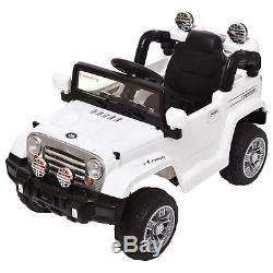 12V MP3 Battery Power Wheels Jeep Car Truck Remote Kids Ride With LED Lights White