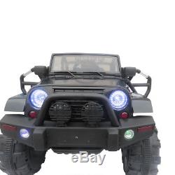 12V MP3 Jeep Truck Remote Control Car Kids Ride On Car LED Lights Power Wheels