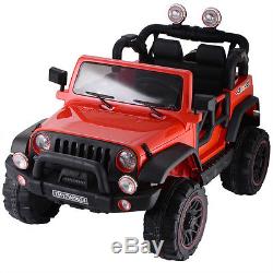 12V MP3 Jeep style Kids Ride on Battery Powered Electric Car Truck RC Red