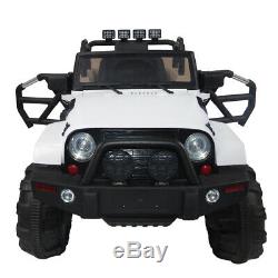 12V MP3 Kids Ride On Car Truck with Remote Control 3 Speed LED Lights White