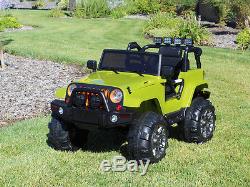 12V MP3 Kids Ride on Jeep Car R/C Remote Control, Lights Radio and Tunes Green