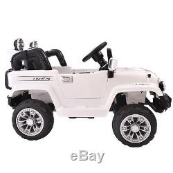 12V MP3 Kids Ride on Jeep Car R/c Remote Control, LED Lights AUX and Tunes White