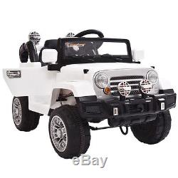 12V MP3 RC Battery Power Wheels Jeep Car Truck Kids Ride On With LED Lights White