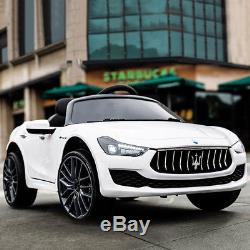 12V Maserati Licensed Kids Ride on Car with RC Remote Control Led Lights MP3 White
