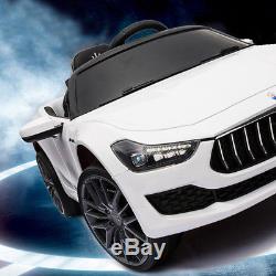 12V Maserati Licensed Kids Ride on Car with RC Remote Control Led Lights MP3 White