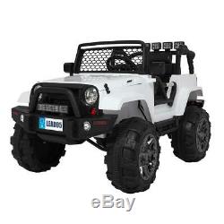 12V Powered Kids Ride On Car Toys Jeep 4 Wheels, 3 Speed, Remote Control, White