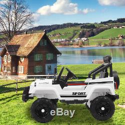 12V Powered Kids Ride on Toy Car Electric Battery withRemote Control 3 Speed White