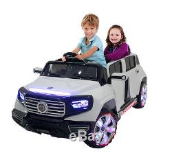 12V Ride Big 2 Seater White Kids Car Power Wheels Electric Battery MP3 Slot Rc