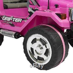 12V Ride On Car Truck Remote Control Leather Seat UV Lights Pink Girls Kids Jeep