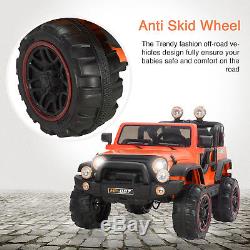 12V Ride On Jeep Car Powered with Remote Control, 4 Speed, LED Light, MP3 Orange