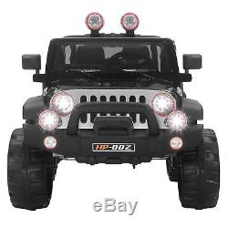 12V Ride On Jeep Car with Remote Control, 2 Speed, LED Light, MP3 in Black