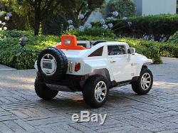12V Ride On Kids Toy Car Truck Hummer HX with RC Parent Remote Control White