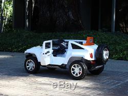 12V Ride On Kids Toy Car Truck Hummer HX with RC Parent Remote Control White