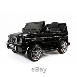 12V Truck Ride On Mercedes Benz G65 Remote Control MP3 Leather Seat Lights Black
