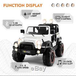 12V White Kids Ride on Car Truck Toys Electric 3 Speeds MP3 LED withRemote Control
