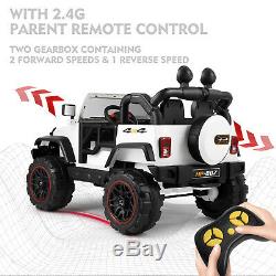 12V White Kids Ride on Car Truck Toys Electric 3 Speeds MP3 LED withRemote Control
