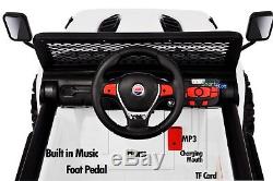 12 Volts Battery Truck For 2 Kids Remote Control AUX MP3 Horn Open Doors White