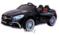 12 Volts Rechargeable Battery Car Ride On Remote Control LED Wheels MP3 Black