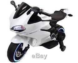 12v white ducati style motorcycle mini bike kids ride on toy battery powered