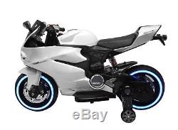 12v white ducati style motorcycle mini bike kids ride on toy battery powered