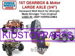 15t Large Axle Hole Power Wheels Jeep Hurricane Gearbox & Motor Gen 3 Upgrade