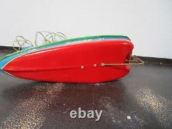 1950 Guy Lombardo's Tempo VI Battery Op Tin Litho Hydroplane Toy Boat Works Rare