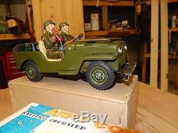 1950's Battery Operated Army Command Jeep In Original Box