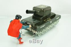 1950'S LINEMAR BATTERY OPPERATED ORIGINAL SUPERMAN LIFTING TANK TIN TOY With BOX