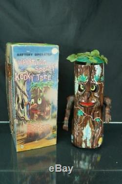 1950'S LOUIS MARX WHISTLING SPOOKY KOOKY TREE TIN BATTERY OP TOY With ORIGINAL BOX