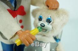 1950'S S&E JAPANESE BATTERY OPERATED TIN DENTIST BEAR With ORIGINAL BOX TIN TOY