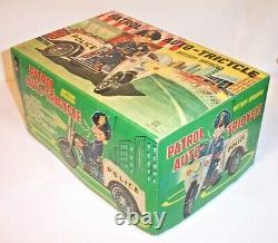 1950's-60's BATTERY OPERATED POLICE PATROL AUTO-TRICYCLE HARLEY DAVIDSON INDIAN