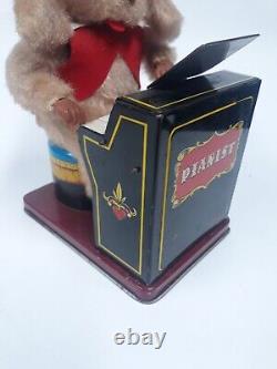 1950's Battery Operated Pianist Dog Tin Litho Piano Playing Patsy Working