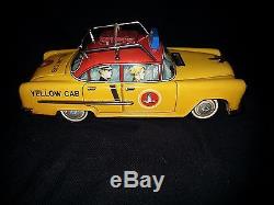1950's Ichiko/Kanto Japan-TAXI CAB-YELLOW CAB-BANK-Bat-Op-NM-Rare Car