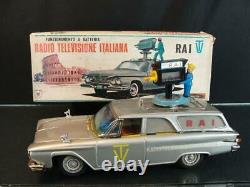 1950's Ichiko Tin Battery Op Rai Radio Telivisione Italiana Plymouth Tv Car Box
