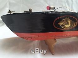 1950's Ito Style Japanese Wooden Speed Boat Tiger Graphics