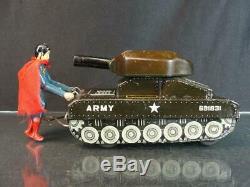 1950's Linemar Battery Operated Original Superman Lifting Tank Tin Toy