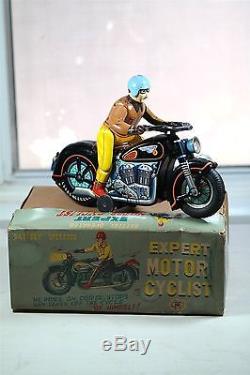 1950's Masudaya Expert Motor Cyclist Very Rare Excellent In Box Battery Operated